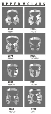 Rubber Dam Clamps Upper Molars 8 Pieces