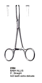 Tissue Forceps Baby Allis 5" Straight 4x5 teeth Extra Delicate