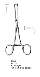 Tissue Forceps Allis 6" Straight 4x5 teeth Extra Delicate