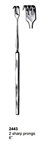 Tissue Retractors & Hooks 2 Sharp Prongs 6"