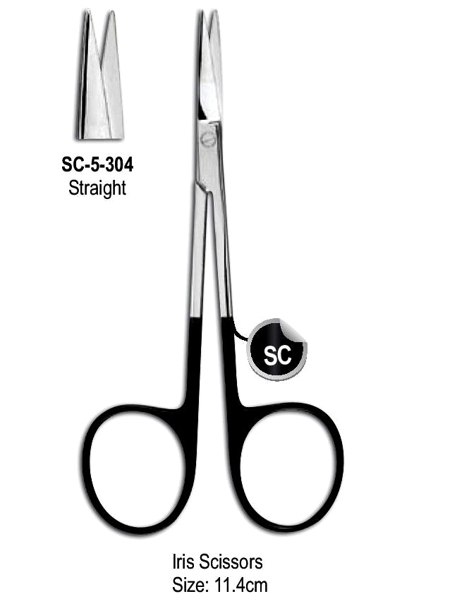 Super Cut Iris Scissor Straight 11.4cm with Black Color Rings