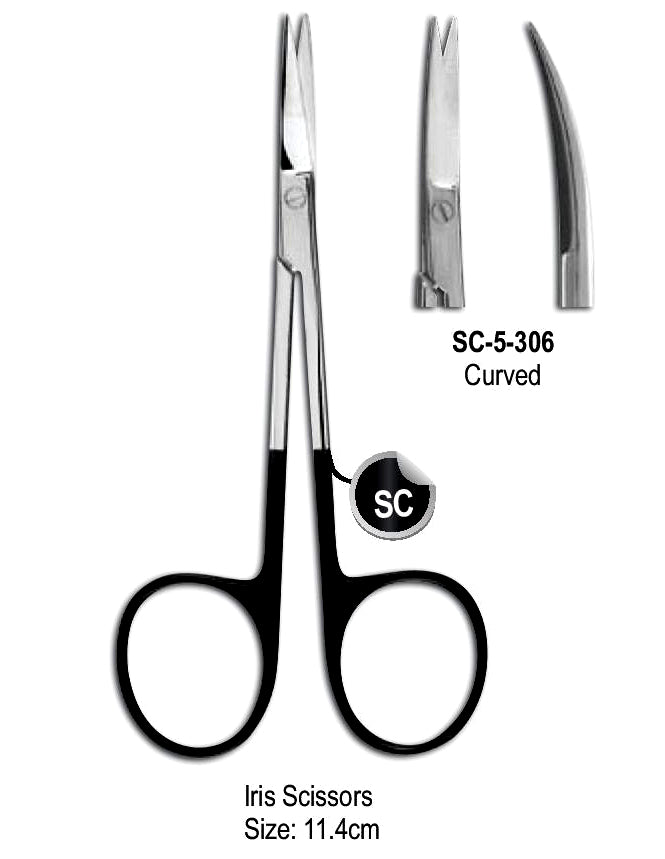 Super Cut Iris Scissor Curved 11.4cm with Black Color Rings